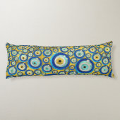 Coussins Longs Motif en verre bleu grec d'amulette d'oeil mauvais (Dos)