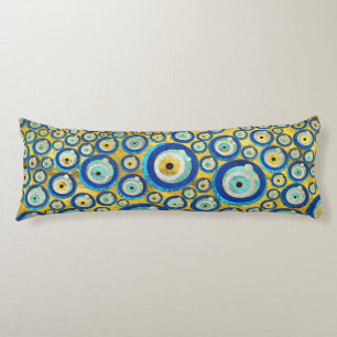 Coussins Longs Motif en verre bleu grec d'amulette d'oeil mauvais