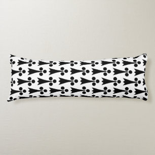Coussins Longs Motif Ermine, Motif Médiéval, Noir sur Blanc