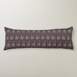 Coussins Longs Motif ethnique noir d'éléphant