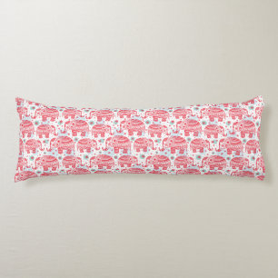 Coussins Longs Motif ethnique rouge d'éléphant