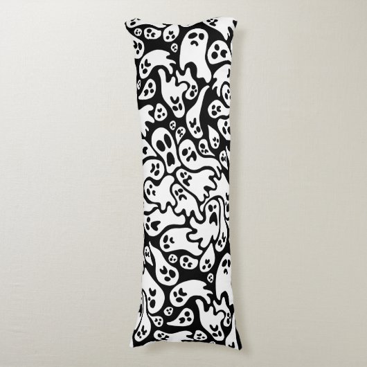 Coussins Longs Motif fantôme noir et blanc (Devant (Vertical))