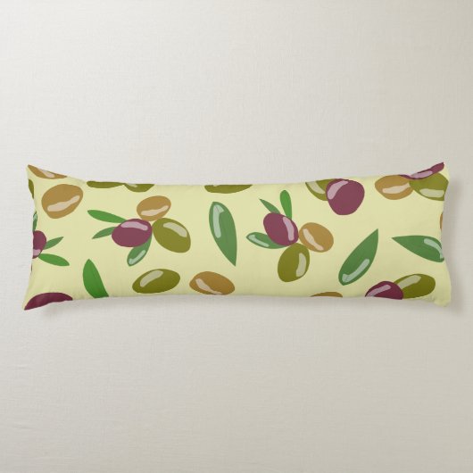 Coussins Longs Motif Feuille d'olive et d'olive rustique (Devant)
