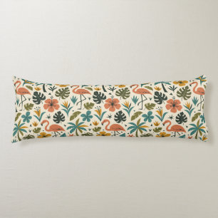 Coussins Longs Motif Flamant Tropical et Palmier