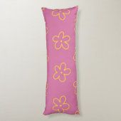 Coussins Longs Motif Fleur simple et jaune rétro (Dos (Vertical))