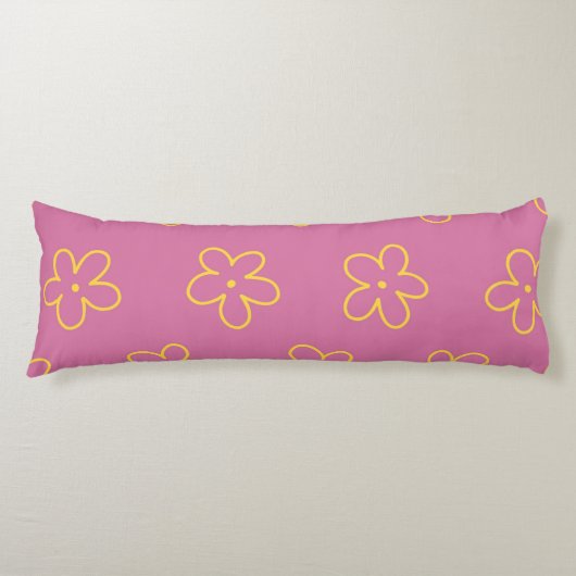 Coussins Longs Motif Fleur simple et jaune rétro (Devant)