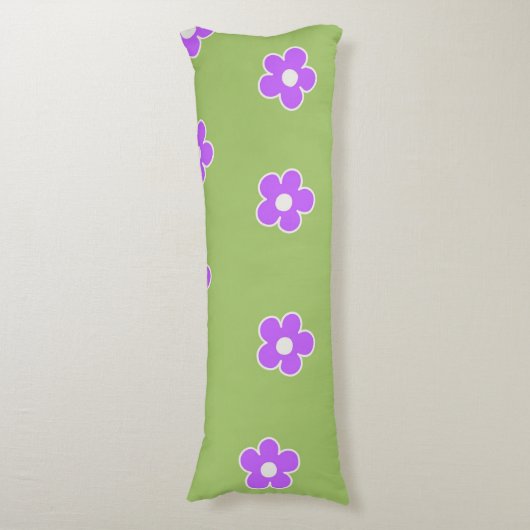 Coussins Longs Motif Fleur simple et vert rétro (Devant (Vertical))