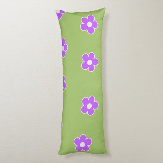 Coussins Longs Motif Fleur simple et vert rétro (Dos (Vertical))