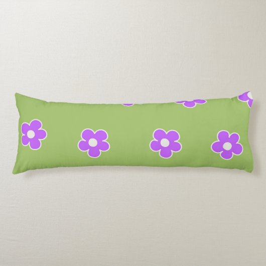 Coussins Longs Motif Fleur simple et vert rétro (Devant)