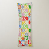 Coussins Longs Motif fleuri À damiers coloré (Dos (Vertical))