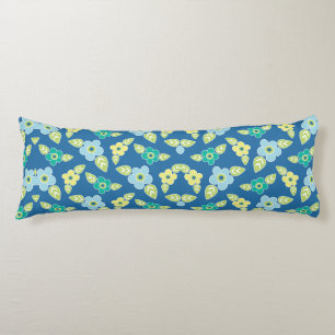 Coussins Longs Motif Fleurs Bleues Rétro