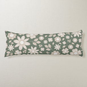 Coussins Longs Motif floral aquarelle romantique vert sauge profo