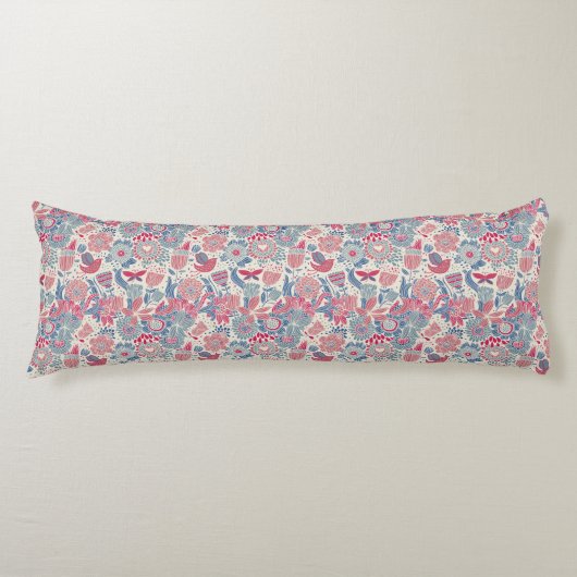 Coussins Longs Motif floral avec l'oiseau et le papillon (Devant)