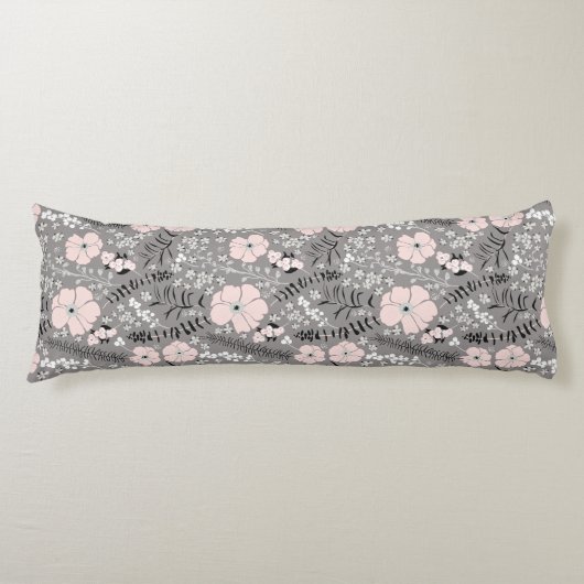 Coussins Longs Motif floral blanc blanc blanc blanc gris doux (Devant)