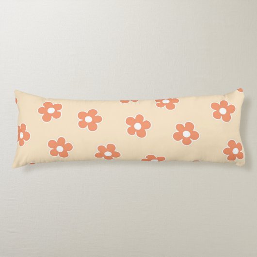 Coussins Longs Motif floral blanc de pêche de preppy (Devant)