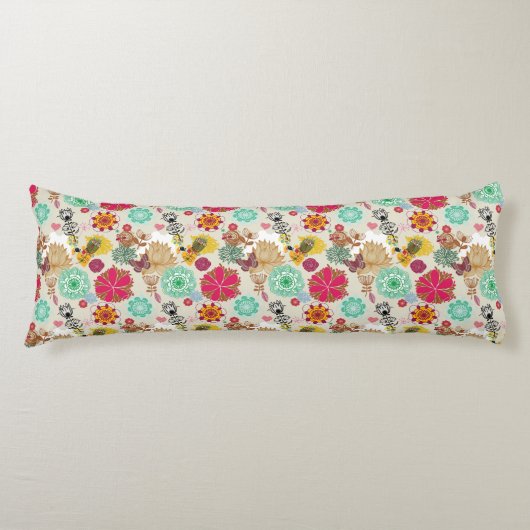 Coussins Longs Motif floral dans le rétro style (Devant)