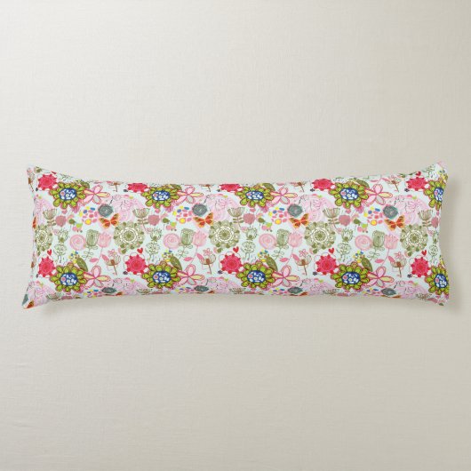 Coussins Longs Motif floral dans le rétro style 2 (Devant)