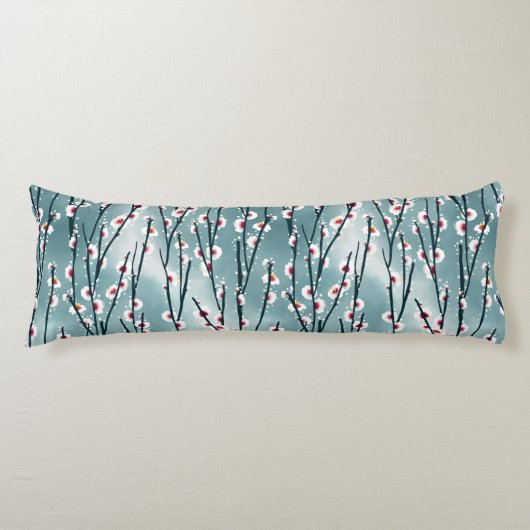 Coussins Longs Motif floral de fleurs de prune de printemps (Devant)