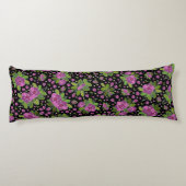 Coussins Longs Motif floral lilas rose vert noir (Dos)