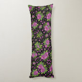 Coussins Longs Motif floral lilas rose vert noir (Dos (Vertical))