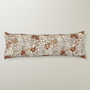 Coussins Longs Motif floral marron fleuri sauvage vintage Nature