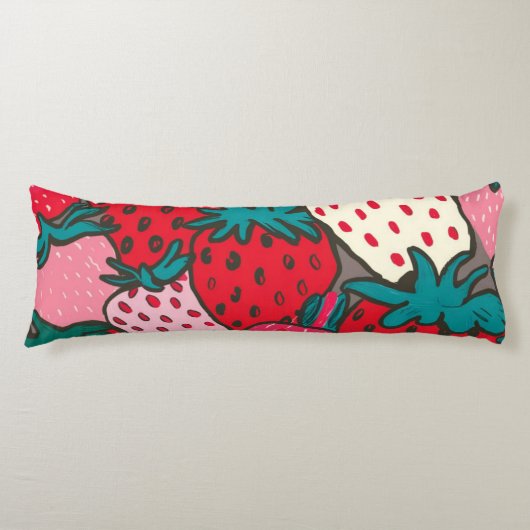 Coussins Longs Motif Fraise (Devant)