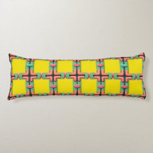 Coussins Longs Motif géométrique à carreaux jaune bleu rose color
