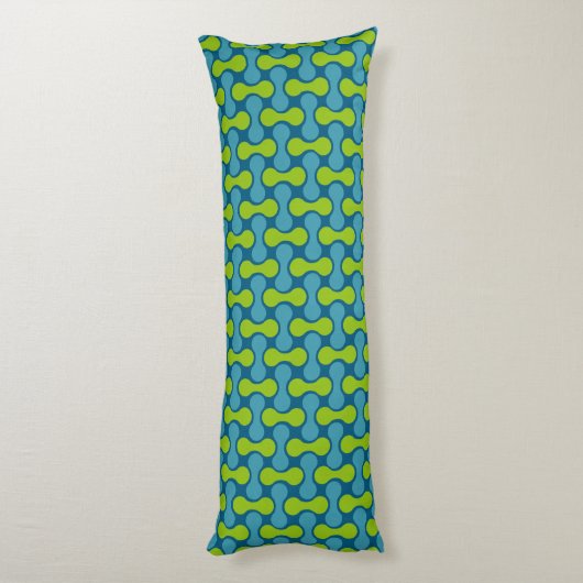 Coussins Longs Motif géométrique Abstrait rétro en bleu et vert (Dos (Vertical))