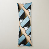 Coussins Longs Motif géométrique beige et bleu (Dos (Vertical))