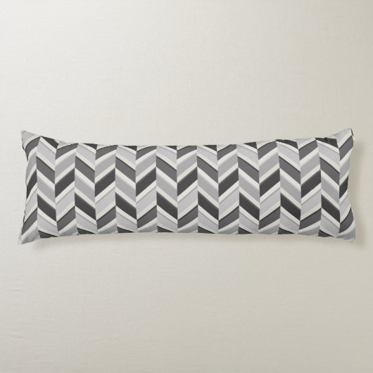Coussins Longs Motif géométrique chevron gris moderne monogramme (Devant)