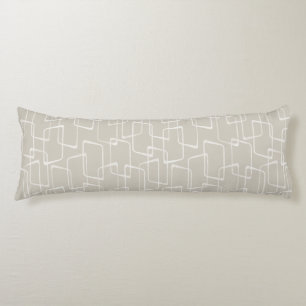 Coussins Longs Motif géométrique d'impression en lin rétro beige