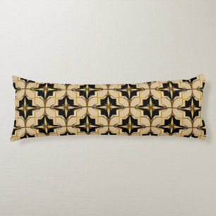 Coussins Longs Motif Géométrique Élégant Or et Noir