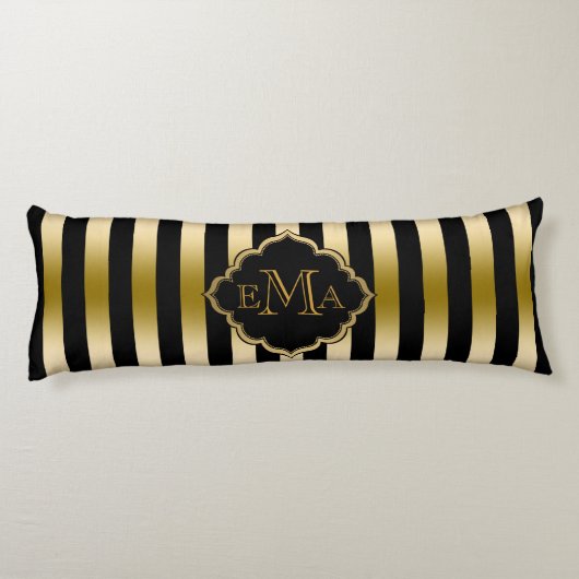 Coussins Longs Motif géométrique Gold & Black Stripes (Dos)