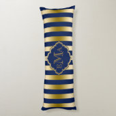 Coussins Longs Motif géométrique Gold & Blue Stripes (Dos (Vertical))