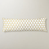 Coussins Longs Motif géométrique Hexagon blanc et or (Dos)