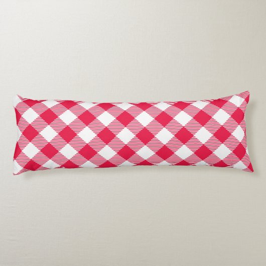 Coussins Longs Motif Gingham Rouge et Blanc Classique Rustique (Dos)