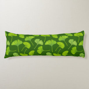 Coussins Longs Motif Ginkgo sur vert foncé
