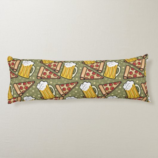Coussins Longs Motif graphique de bière et de pizza (Dos)