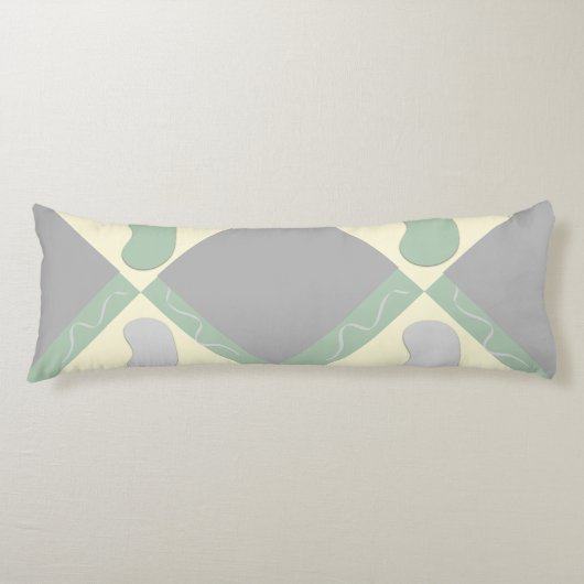 Coussins Longs Motif gris clair et vert pastel (Devant)