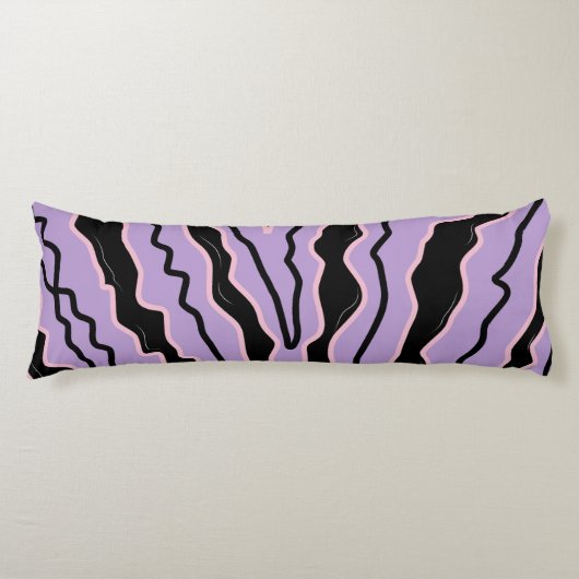 Coussins Longs Motif groovy boho marbre violet noir abstrait (Devant)