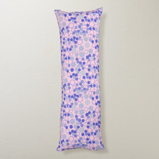 Coussins Longs Motif Hexagon 01b.Bleu. BG rose (Dos (Vertical))