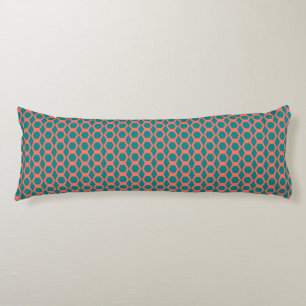 Coussins Longs Motif Hexagonal Corail Sarcelle