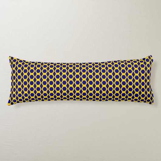 Coussins Longs Motif Hexagone Or Marine (Devant)
