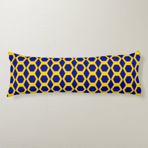 Coussins Longs Motif Hexagone Or Marine