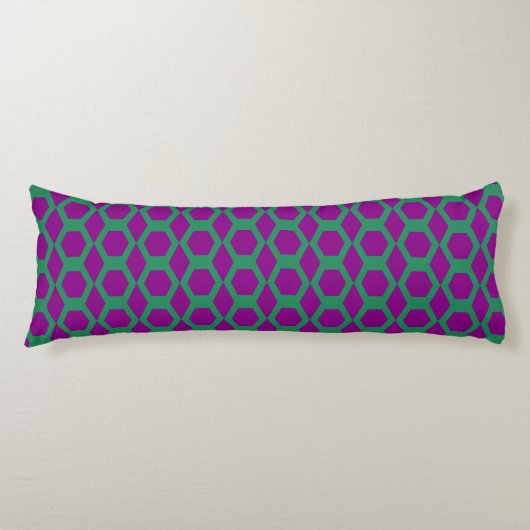 Coussins Longs Motif Hexagone Vert Violet (Devant)