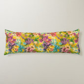 Coussins Longs motif jaune vintage violet (Devant)