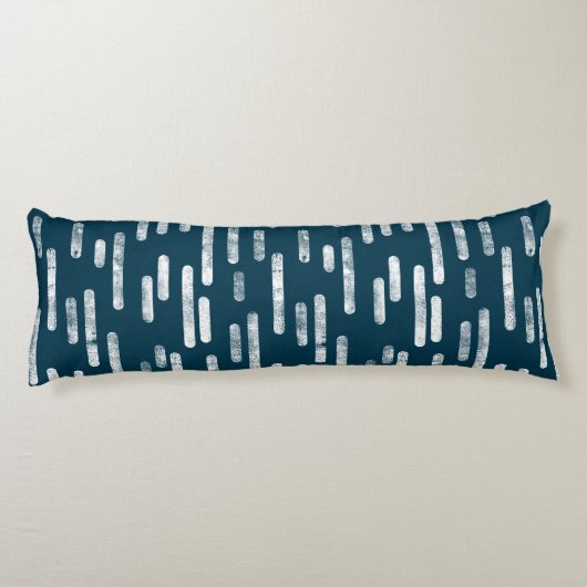 Coussins Longs Motif Lignes arrondies | Blanc/bleu foncé vert (Dos)