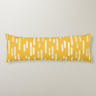 Coussins Longs Motif Lignes arrondies   Blanc/moutarde Jaune