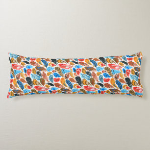 Coussins Longs Motif lumineux avec plumes d'oiseaux