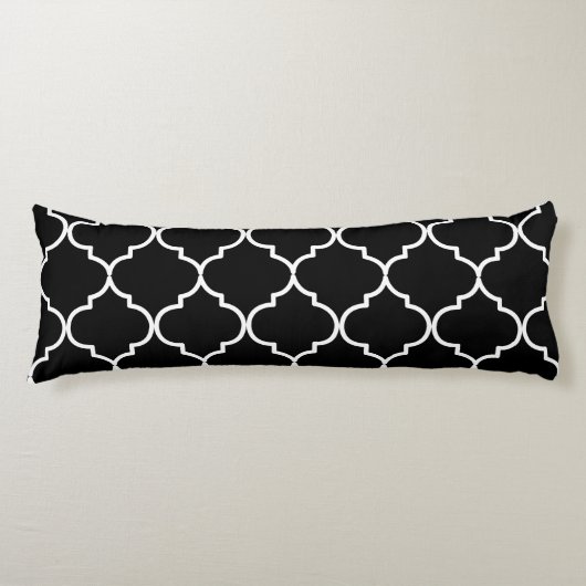 Coussins Longs Motif marocain méditerranéen noir et blanc (Devant)
